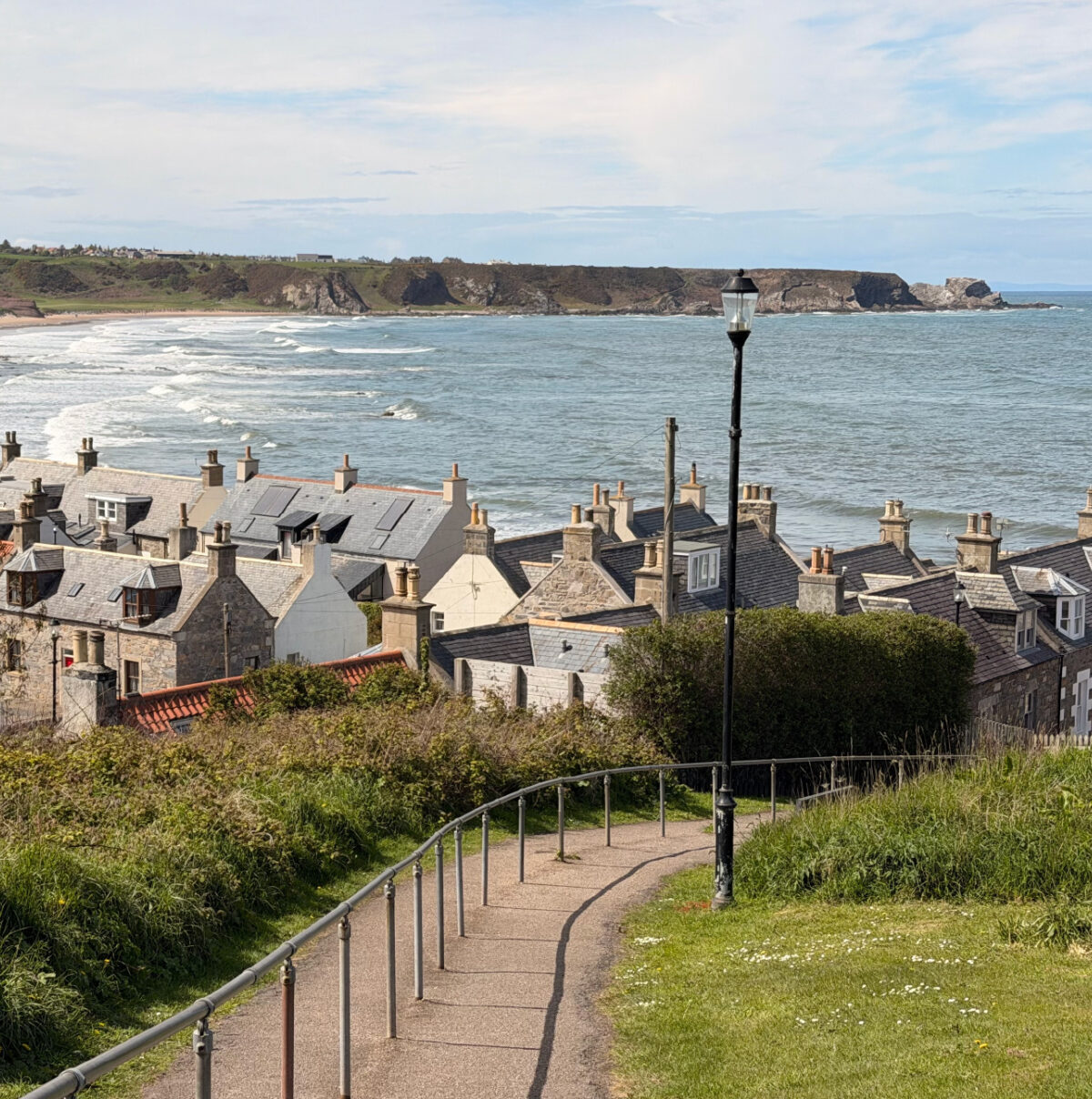 Coastal village and beach near Portknockie